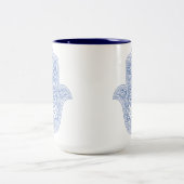 Hamsa Coffee Mok - Blauw & wit - Judaica Gifts (Center)