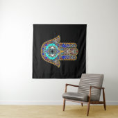 Hamsa Design Black Backdrop Wandkleed (In Situ (horizontaal))