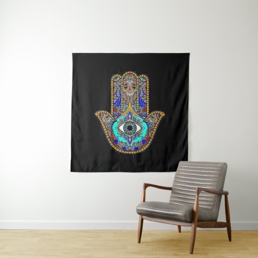 Hamsa Design Black Backdrop Wandkleed (In situ)
