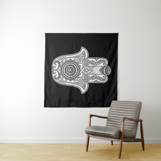 Hamsa Design Black Backdrop Wandkleed (In Situ (horizontaal))
