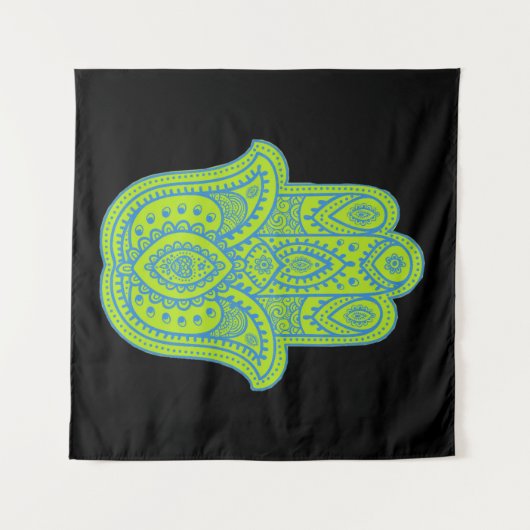 Hamsa Design Green & Black Backdrop Wandkleed (Voorkant (horizontaal))