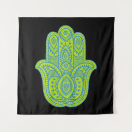Hamsa Design Green & Black Backdrop Wandkleed