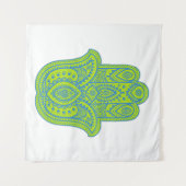 Hamsa Design Green & White Backdrop Wandkleed (Voorkant (horizontaal))