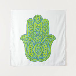 Hamsa Design Green & White Backdrop Wandkleed