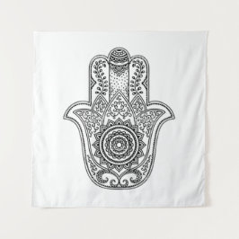 Hamsa Design White Backdrop Wandkleed