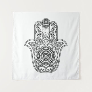 Hamsa Design White Backdrop Wandkleed