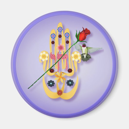 Hamsa en Bloemen Magneten (Voorkant)