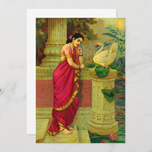 Hamsa en Damayanti door Raja Ravi Varma Bedankkaart (Voorkant / Achterkant)