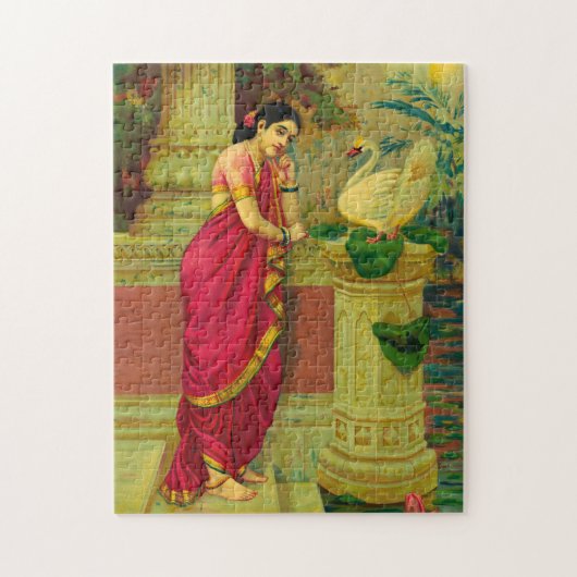 Hamsa en Damayanti door Raja Ravi Varma Legpuzzel (Verticaal)
