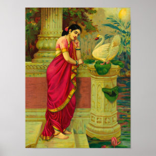 Hamsa en Damayanti door Raja Ravi Varma Poster