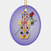 Hamsa en Flowers Ornaments Keramisch Ornament (Rechts)
