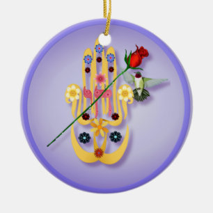 Hamsa en Flowers Ornaments Keramisch Ornament