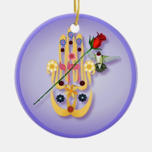 Hamsa en Flowers Ornaments Keramisch Ornament (Voorkant)