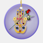 Hamsa en Flowers Ornaments Keramisch Ornament (Achterkant)