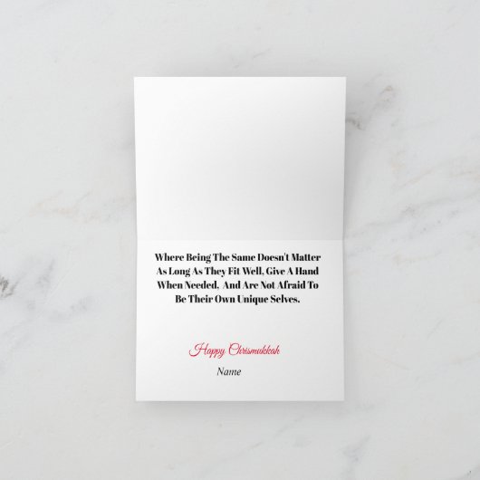 Hamsa en Mittens Chrismukkah Card Kaart (Binnen)