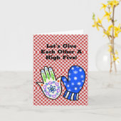 Hamsa en wanten Grappige Chrismukkah-kerstkaart Kaart (Gele Bloem)