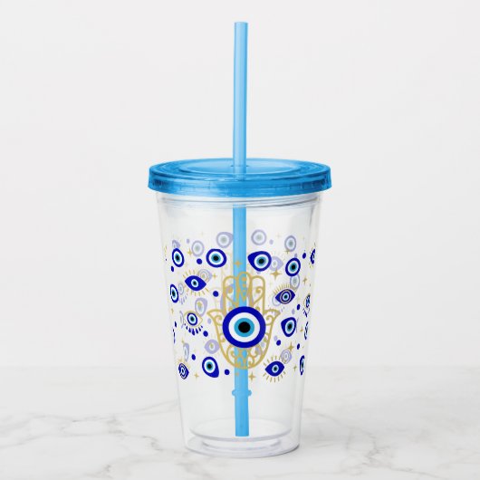 Hamsa Evil Eye Acryl Drinkbeker (Voorkant)