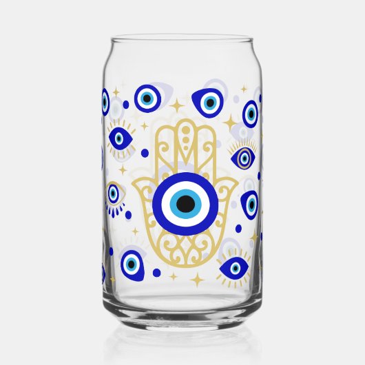 Hamsa Evil Eye Blikvorm Glas (Voorkant)