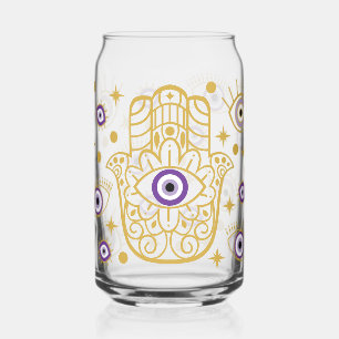 Hamsa Evil Eye Protection Paarse Blikvorm Glas