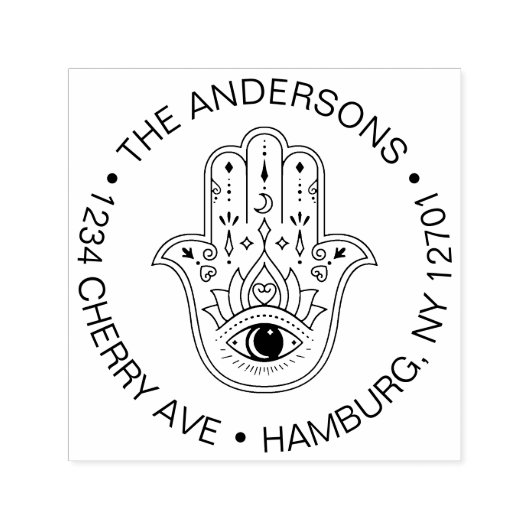 Hamsa Evil Oogbescherming Familie Bruiloft Zelfinktende Stempel (Design)