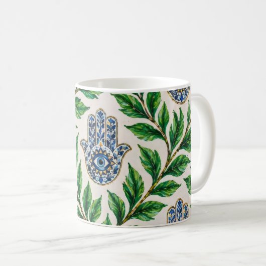Hamsa Eye Botanisch Koffiemok (Voorkant rechts)