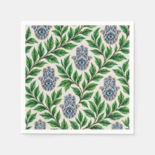 Hamsa Eye Botanisch Servet (Voorkant)
