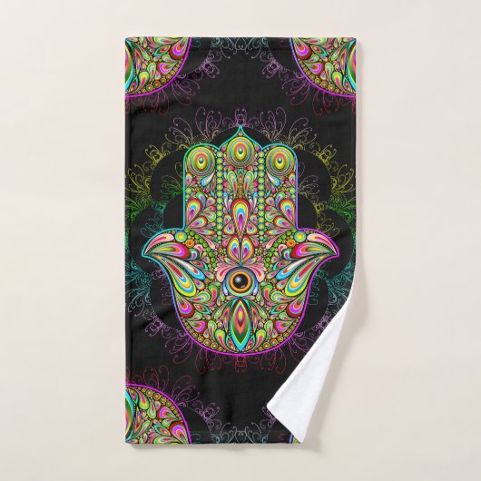 Hamsa Fatma Hand Psychedelic Art Bad Handdoek (Handdoek)