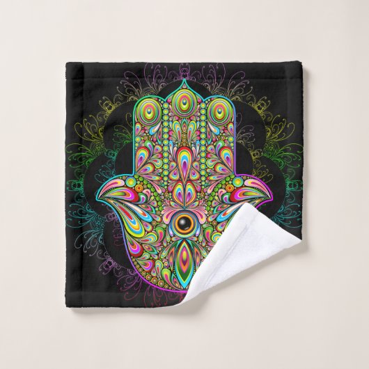 Hamsa Fatma Hand Psychedelic Art Bad Handdoek (Wasdoekje)