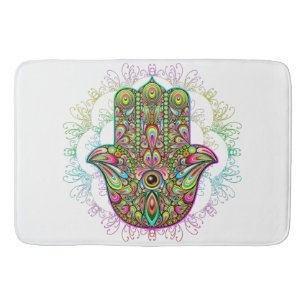 Hamsa Fatma Hand Psychedelic Art Badmat