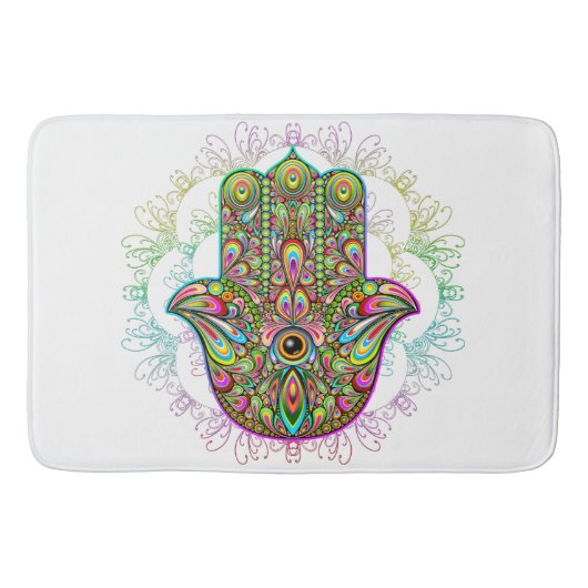 Hamsa Fatma Hand Psychedelic Art Badmat (Voorkant)