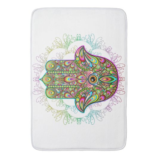 Hamsa Fatma Hand Psychedelic Art Badmat (Voorkant Verticaal)