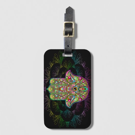 Hamsa Fatma Hand Psychedelic Art Bagagelabel (Voorkant (verticaal))