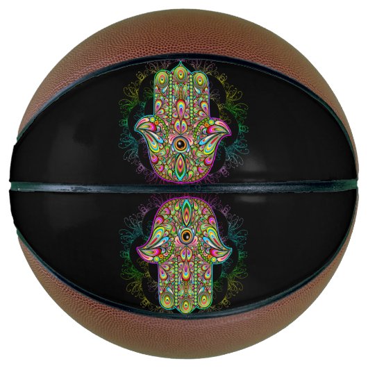 Hamsa Fatma Hand Psychedelic Art Basketbal (Voorkant)