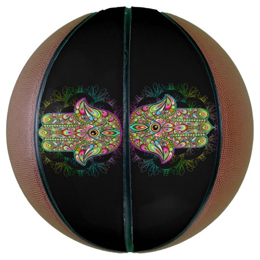 Hamsa Fatma Hand Psychedelic Art Basketbal (Verticaal)