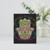 Hamsa Fatma Hand Psychedelic Art Briefkaart (Staand voorkant)