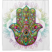 Hamsa Fatma Hand Psychedelic Art Douchegordijn (Voorkant)