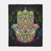 Hamsa Fatma Hand Psychedelic Art Fleece Deken (Voorkant)
