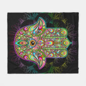 Hamsa Fatma Hand Psychedelic Art Fleece Deken (Voorkant (Horizontaal))