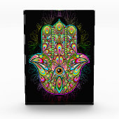 Hamsa Fatma Hand Psychedelic Art Fotoblokken (Voorkant)