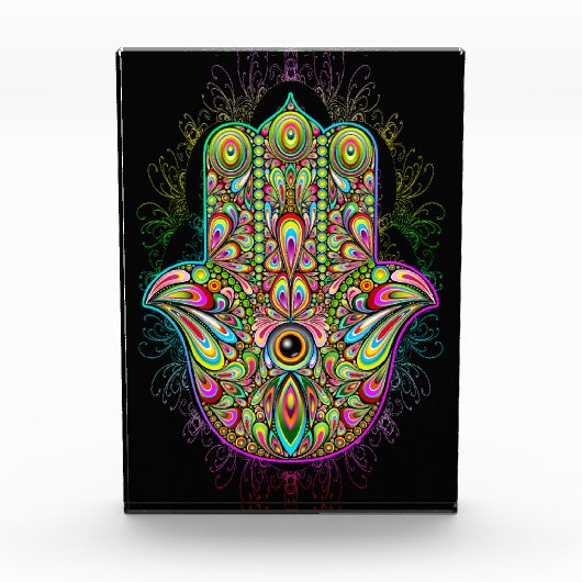 Hamsa Fatma Hand Psychedelic Art Fotoblokken (Voorkant)