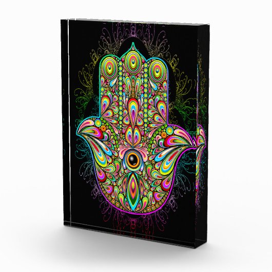 Hamsa Fatma Hand Psychedelic Art Fotoblokken (Rechts)