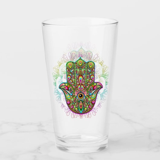 Hamsa Fatma Hand Psychedelic Art Glas (Voorkant)