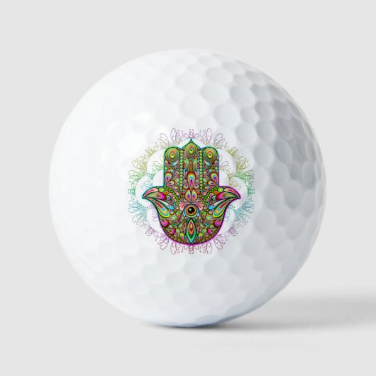 Hamsa Fatma Hand Psychedelic Art Golfballen (Voorkant)