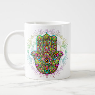 Hamsa Fatma Hand Psychedelic Art Grote Koffiekop
