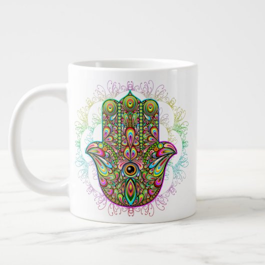 Hamsa Fatma Hand Psychedelic Art Grote Koffiekop (Links)