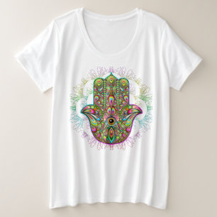 Hamsa Fatma Hand Psychedelic Art Grote Maat T-shirt