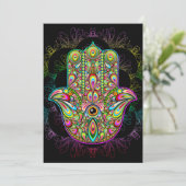Hamsa Fatma Hand Psychedelic Art Kaart (Staand voorkant)