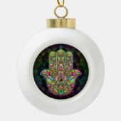 Hamsa Fatma Hand Psychedelic Art Keramische Bal Ornament (Voorkant)