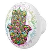 Hamsa Fatma Hand Psychedelic Art Keramische Knop (Rechts)