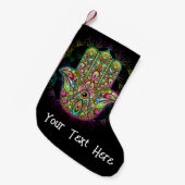 Hamsa Fatma Hand Psychedelic Art Kleine Kerstsok (Voorkant (Hangend))